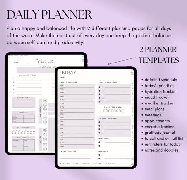 ADHD Digital Diary, Undated Diary, iPad Diary, Adult ADHD Diary, ADHD Diary, GoodNotes Diary, Scientific Purple ADHD Diary