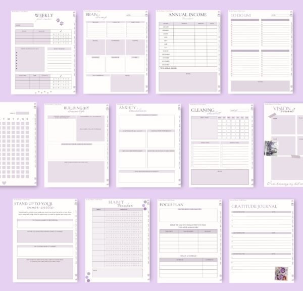 ADHD Digital Diary, Undated Diary, iPad Diary, Adult ADHD Diary, ADHD Diary, GoodNotes Diary, Scientific Purple ADHD Diary