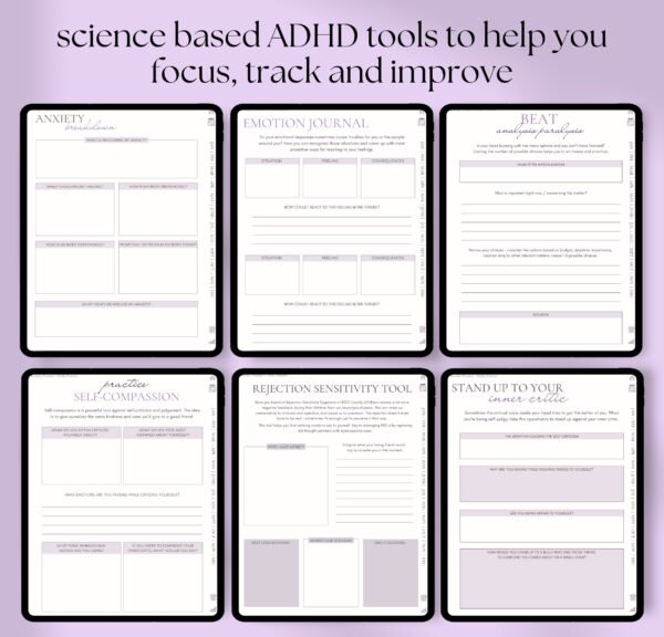 ADHD Digital Diary, Undated Diary, iPad Diary, Adult ADHD Diary, ADHD Diary, GoodNotes Diary, Scientific Purple ADHD Diary