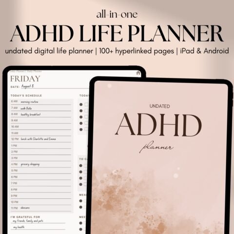 ADHD Digital Diary, Undated Digital Diary, ADHD Diary, iPad Diary, GoodNotes Diary, Adult ADHD Diary, Daily and Weekly ADHD Diary