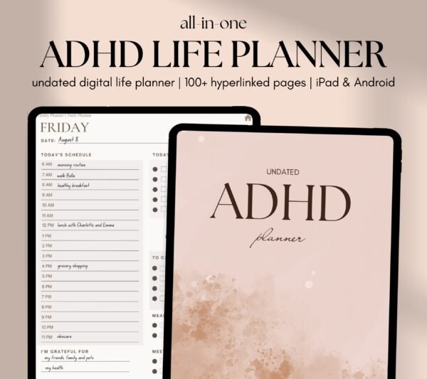 ADHD Digital Diary, Undated Digital Diary, ADHD Diary, iPad Diary, GoodNotes Diary, Adult ADHD Diary, Daily and Weekly ADHD Diary