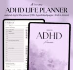 ADHD Digital Diary, Undated Diary, iPad Diary, Adult ADHD Diary, ADHD Diary, GoodNotes Diary, Scientific Purple ADHD Diary