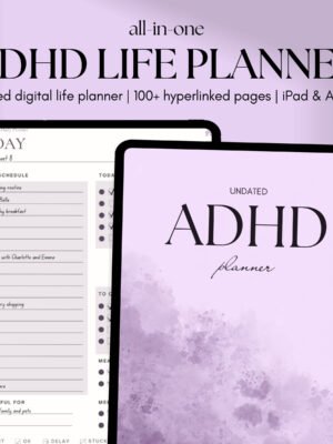 ADHD Digital Diary, Undated Diary, iPad Diary, Adult ADHD Diary, ADHD Diary, GoodNotes Diary, Scientific Purple ADHD Diary