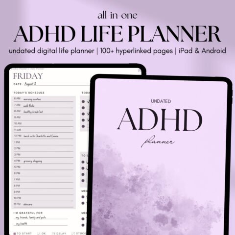 ADHD Digital Diary, Undated Diary, iPad Diary, Adult ADHD Diary, ADHD Diary, GoodNotes Diary, Scientific Purple ADHD Diary