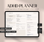 ADHD Digital Diary, Undated ADHD Diary, iPad and Android Digital Diary, GoodNotes Calendar, 2024 ADHD Monthly Weekly Journal for Adults